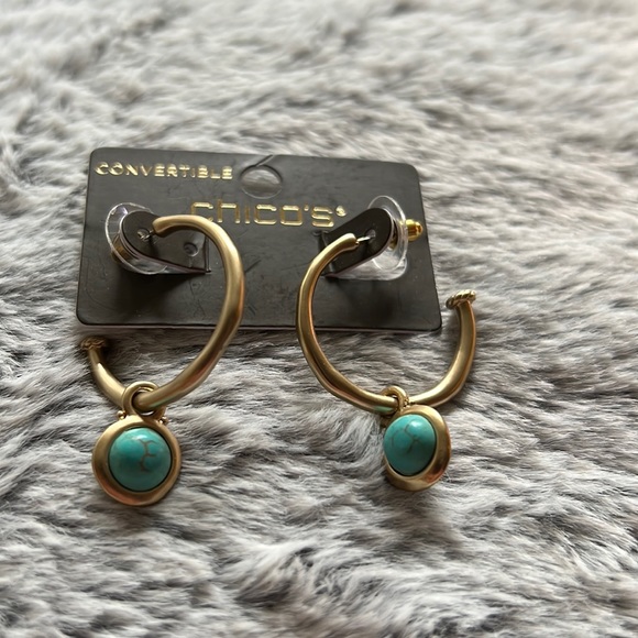 Chico's Jewelry New Chicos Hoop Earrings With Convertible Gem